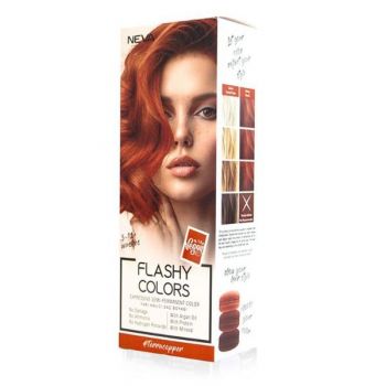 Vopsea Semi-Permanenta 100% Vegana - Neva Flashy Colors Terra Copper, nuanta Aramiu Roscat, 100 ml