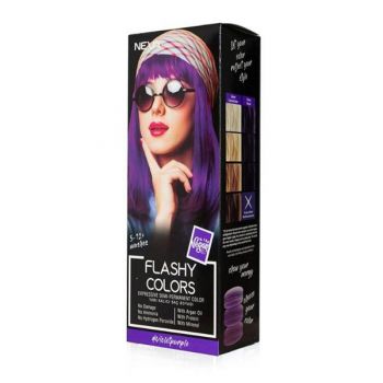 Vopsea Semi-Permanenta 100% Vegana - Neva Flashy Colors Violet Purple, nuanta Violet, 100 ml