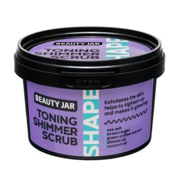 Scrub Stralucitor Tonifiant cu Cafea Verde si Sare de Mare - Beauty Jar Shape Line, 360 g