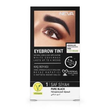 Vopsea Permanenta pentru Sprancene, Fara Amoniac, 100% Vegana - Neva Eyebrow Tint, nuanta Negru Pur, 30 ml