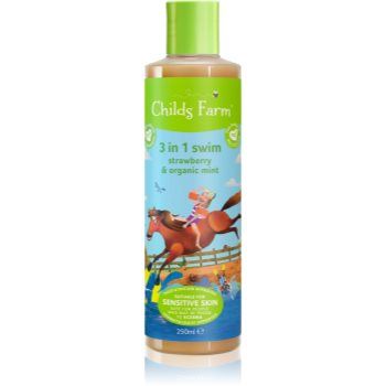 Childs Farm 3 in 1 Swim Strawberry & Organic Mint șampon, balsam și gel de duș 3 în 1 pentru copii