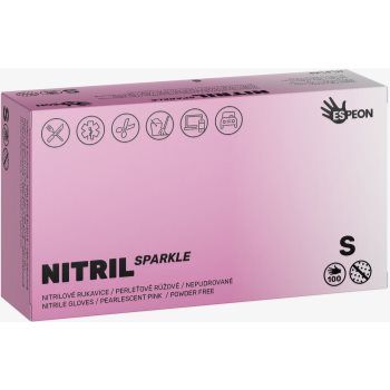 Espeon Nitril Sparkle Pearlescent Pink mănuși din nitril, fără pudră