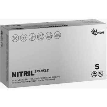 Espeon Nitril Sparkle Pearlescent Silver mănuși din nitril, fără pudră