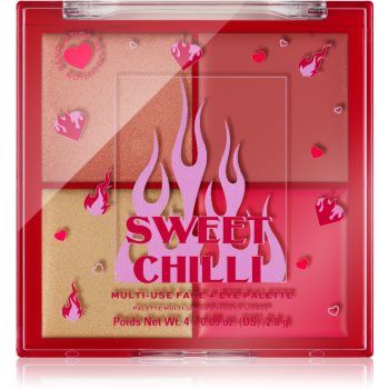 I Heart Revolution Sweet Chilli Blush & Highlight Quad paletă cu iluminatoare și farduri de obraz