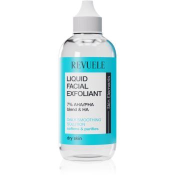 Revuele Liquid Facial Exfoliant 7% AHA/PHA blend + HA serum cu efect exfoliant pentru tenul uscat