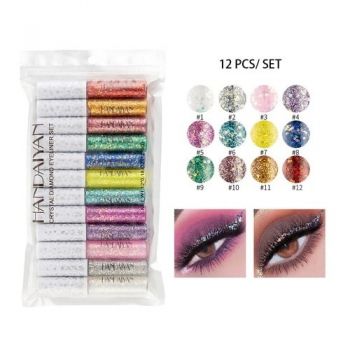 Set 12 Eyeliner Ochi, Stralucitor, Handaiyan, Crystal Diamond, 12 x 5 g