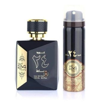 Set Oud 24 Hours, Ard Al Zaafaran, Apa de Parfum, Unisex - 100ml + Deo - 50ml la reducere