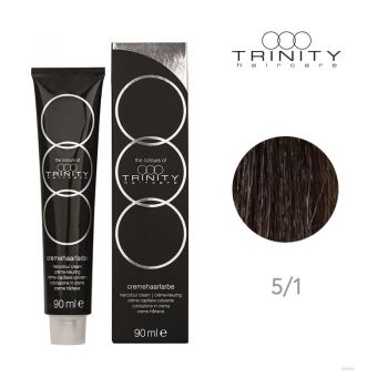 Vopsea crema pentru par COT Trinity Haircare 5/1 Maro deschis cenusiu, 90ml