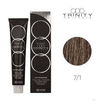 Vopsea crema pentru par COT Trinity Haircare 7/1 Blond mediu cenusiu, 90ml