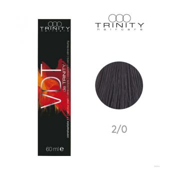 Vopsea crema pentru par VDT Trinity Haircare 2/0 Negru, 60 ml