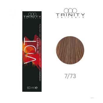 Vopsea crema pentru par VDT Trinity Haircare 7/73 Caramel auriu, 60 ml