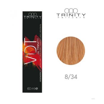 Vopsea crema pentru par VDT Trinity Haircare 8/34 Blond deschis auriu aramiu, 60 ml