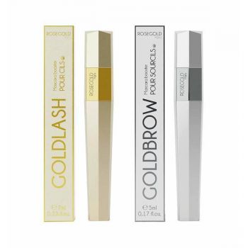 Set Cadou Duo Mascara Pentru Gene Si Sprancene - Goldlash 7ml + Goldbrow 5ml, Rosegold Paris