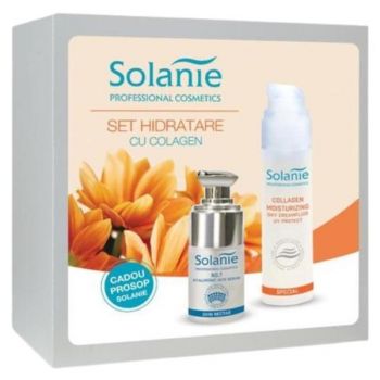 Set Hidratare cu Colagen - Solanie ( Crema de zi 50 ml + Ser 15 ml + Prosop )