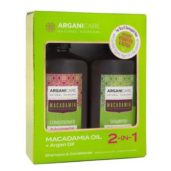 Set Sampon si Balsam cu Ulei de Macadamia si Ulei de Argan pentru Par Uscat sau Deteriorat - Arganicare Shampoo & Conditioner 2-in1 Macadamia Oil + Argan Oil, 1 pachet