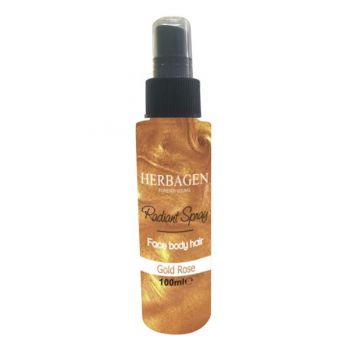 Spray cu Sclipici - Herbagen Radiant Spray Gold Rose, 100 ml