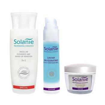 Set Antirid pentru ten matur, normal, mixt - mare - Solanie ( Lotiune 150 ml + Crema zi 50 ml + Crema gel 50 ml )