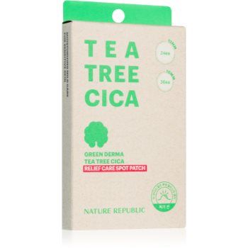 NATURE REPUBLIC Green Derma Tea Tree Cica Relief Care Spot Patch servetele demachiante impotriva acneei