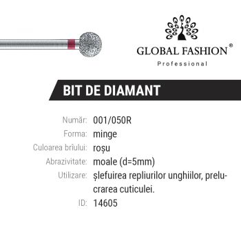 Capat de freza electrica, diamant, sfera, rosu, 001/050R