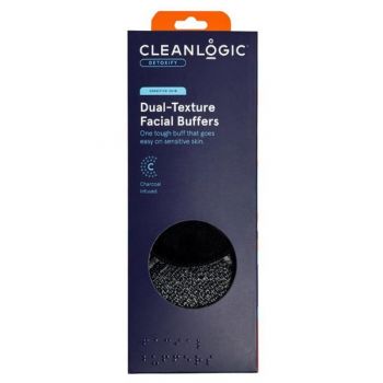 Burete pentru Curatarea Tenului Sensibil, cu Doua Texturi - Cleanlogic Detoxify Dual-Texture Facial Buffer, 3 buc