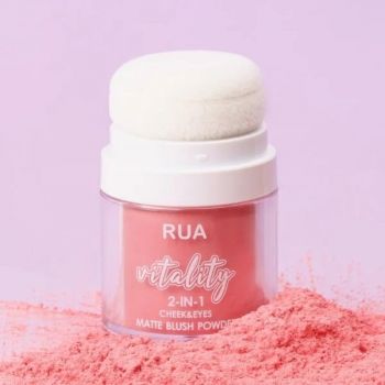 Fard de Obraz Mat, RUA, Vitality Blush, cu Burete Aplicator, 01, 8 g