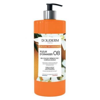 Gel de Dus si Sampon Cremos 2 in 1 cu Extract de Portocale Dulci - Doliderm Fleur D'Oranger 08 Gel Douche Cremeux 2 en 1, 1000 ml