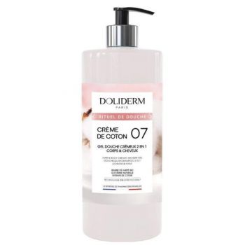 Gel de Dus si Sampon Cremos 2in1 cu Extract de Bumbac - Doliderm Creme de Coton 07 Gel Douche Cremeux 2en1, 1000 ml