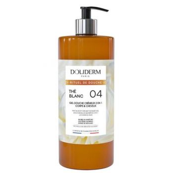 Gel de Dus si Sampon Cremos 2in1 cu Extract de Ceai Alb - Doliderm The Blanc 04 Gel Douche Cremeux 2en1, 1000 ml