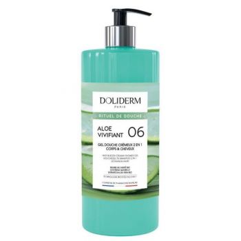 Gel de Dus si Sampon Cremos 2in1 cu Suc de Aloe Vera - Doliderm Aloe Vivifiant 06 Gel Douche Cremeux 2en1, 1000 ml