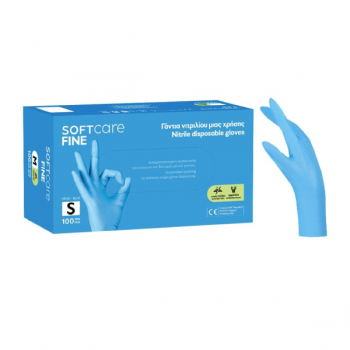 Manusi nepudrate albastru Bournas Medicals Soft Care Fine Nitrile Gloves S 100 buc