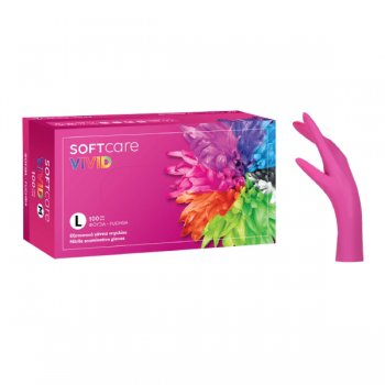 Manusi nepudrate fuchsia Bournas Medicals Soft Care Vivid Nitrile Gloves L 100 buc