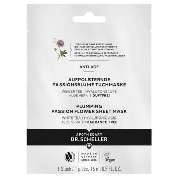 Masca Tip Servetel cu Extract de Floarea Pasiunii - Dr. Scheller Plumping Passion Flower Sheet Mask, 16 ml