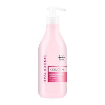 Sampon regenerant cu cheratina pentru par deteriorat Keratin Hyaluronic Unic Professional, 500 ml