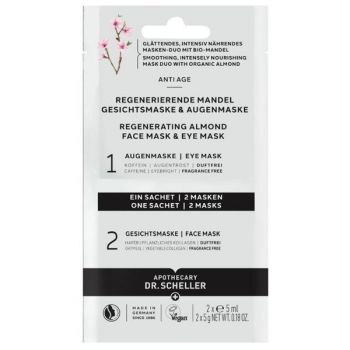 Set Masca Regeneranta cu Ulei de Migdale pentru Fata si Ochi - Dr. Scheller Regenerating Almond Face Mask & Eye Mask, 2 x 5 ml