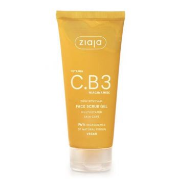 Gel de Peeling pentru Fata - Ziaja Vitamin C.B3 Niacinamide Skin Revewal Face Scrub Gel, 100 ml