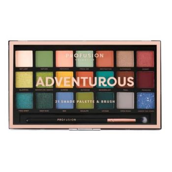 Paleta Farduri, 21 Nuante si 1 Pensula - Profusion Cosmetics Adventurous, 245 g