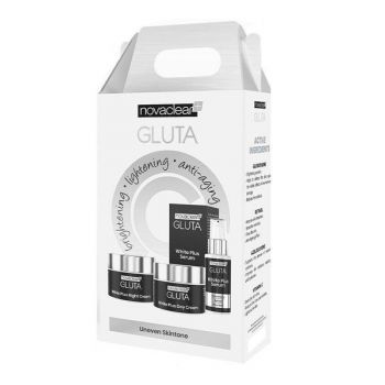 Set cadou Ser si Creme de albire cu efect depigmentant, White Plus Gluta,Crema de zi 50ml + Ser cu Retinol 30ml + Crema de noapte 50ml