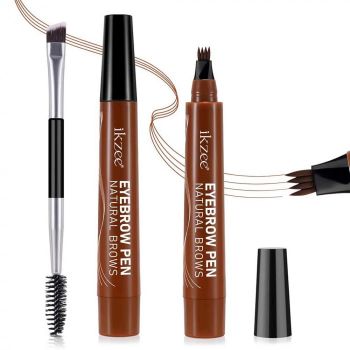 Set Stilou si Pensula Dubla pentru Micropigmentarea Sprancelor, Efect Natural de Microblading, Aspect de Sprancene Pline