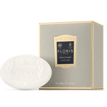 Set Trio Sapunuri de Lux Floris Of London, White Rose, Hidratante, 3 x 100 ml