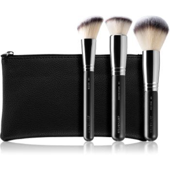 BrushArt Professional Full Face brush set with makeup pouch set de pensule cu geantă Black