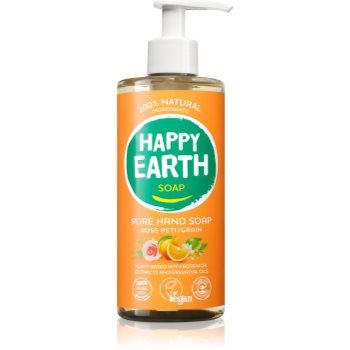 Happy Earth 100% Natural Pure Hand Soap Rose Petitgrain Săpun lichid pentru mâini