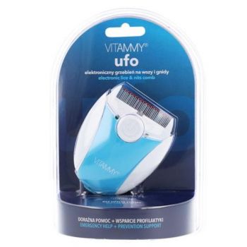 Pieptene electric cu Led Vitammy Ufo, exterminator de paduchi, Albastru