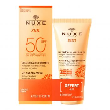 Set Nuxe Sun Crema de Fata Sun Melting, Sunscreen SPF 50, 50 ml + Lotiune After-Sun, 50ml