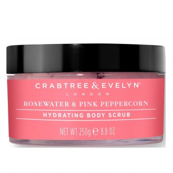 Exfoliant hidratant pentru corp Crabtree & Evelyn Rosewater & Pink Peppercorn, 220 g