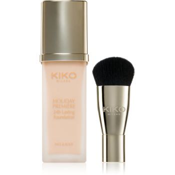 KIKO Milano Holiday Première 24h Lasting Foundation fard lichid rezistent la apa cu pensulă ieftin