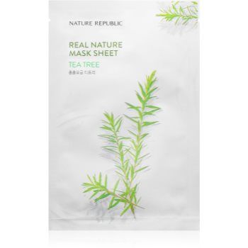 NATURE REPUBLIC Real Nature Tea Tree Mask Sheet mască cu efect de curățare pentru pielea problematica