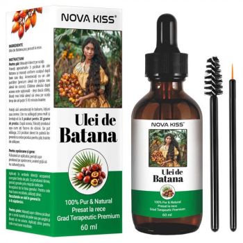 Ulei Premium de Batana 100% Pur Natural NOVA KISS pentru Cresterea Parului, Tratarea Scalpului si Ingrijirea Pielii, 60 ml