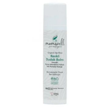 Balsam pentru buze culoarea piersica Organic Momwell, cu 100% ingrediente naturale, 5 ml ieftin