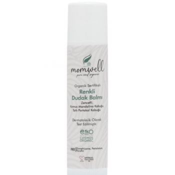 Balsam pentru buze Organic Momwell, cu 100% ingrediente naturale, pentru buze uscate si crapate 5 ml