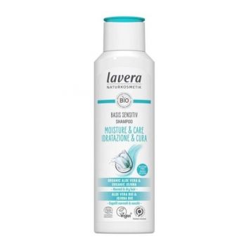 Sampon Hidratare si Ingrijire pentru Par Normal sau Uscat - Lavera Basis Sensitiv Shampoo Moisture & Care, 250 ml